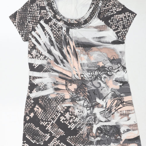Gerry Weber Womens Multicoloured Floral Viscose Basic T-Shirt Size 12 Round Neck