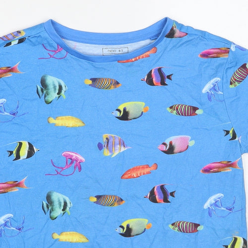 NEXT Boys Blue Geometric Cotton Basic T-Shirt Size 11 Years Round Neck Pullover - Sea Life Print