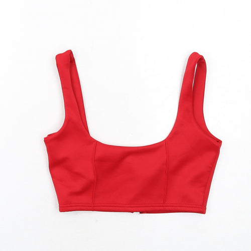 PRETTYLITTLETHING Womens Red Polyester Cropped Tank Size 8 Scoop Neck - Bralette