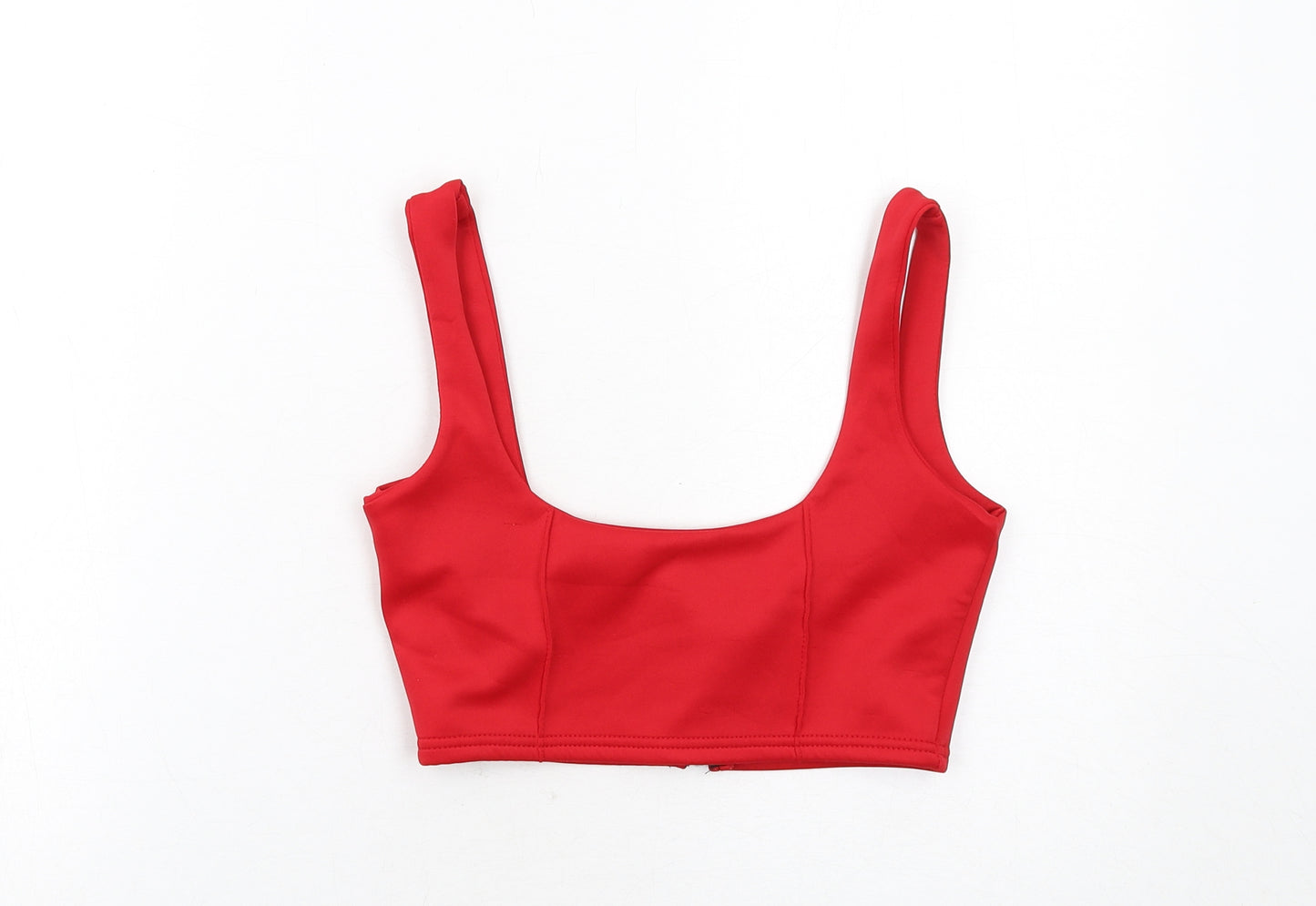 PRETTYLITTLETHING Womens Red Polyester Cropped Tank Size 8 Scoop Neck - Bralette