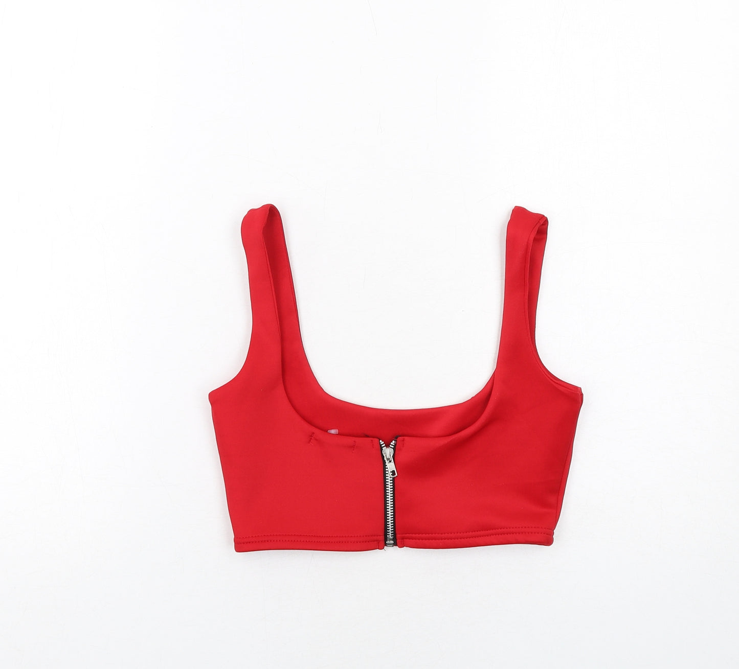 PRETTYLITTLETHING Womens Red Polyester Cropped Tank Size 8 Scoop Neck - Bralette