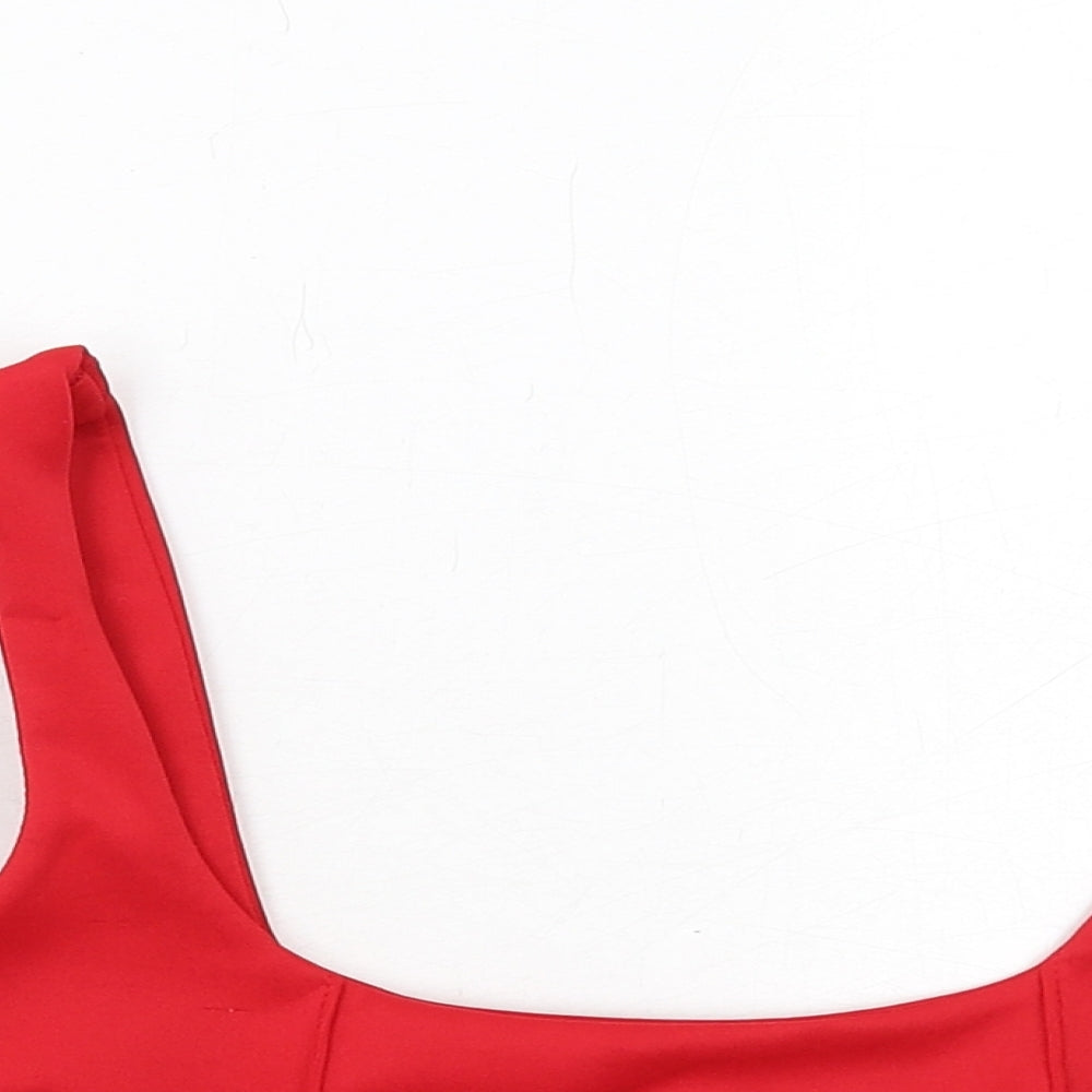 PRETTYLITTLETHING Womens Red Polyester Cropped Tank Size 8 Scoop Neck - Bralette