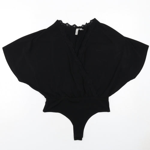 ASOS Womens Black Polyester Bodysuit One-Piece Size 8 Snap