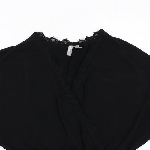 ASOS Womens Black Polyester Bodysuit One-Piece Size 8 Snap