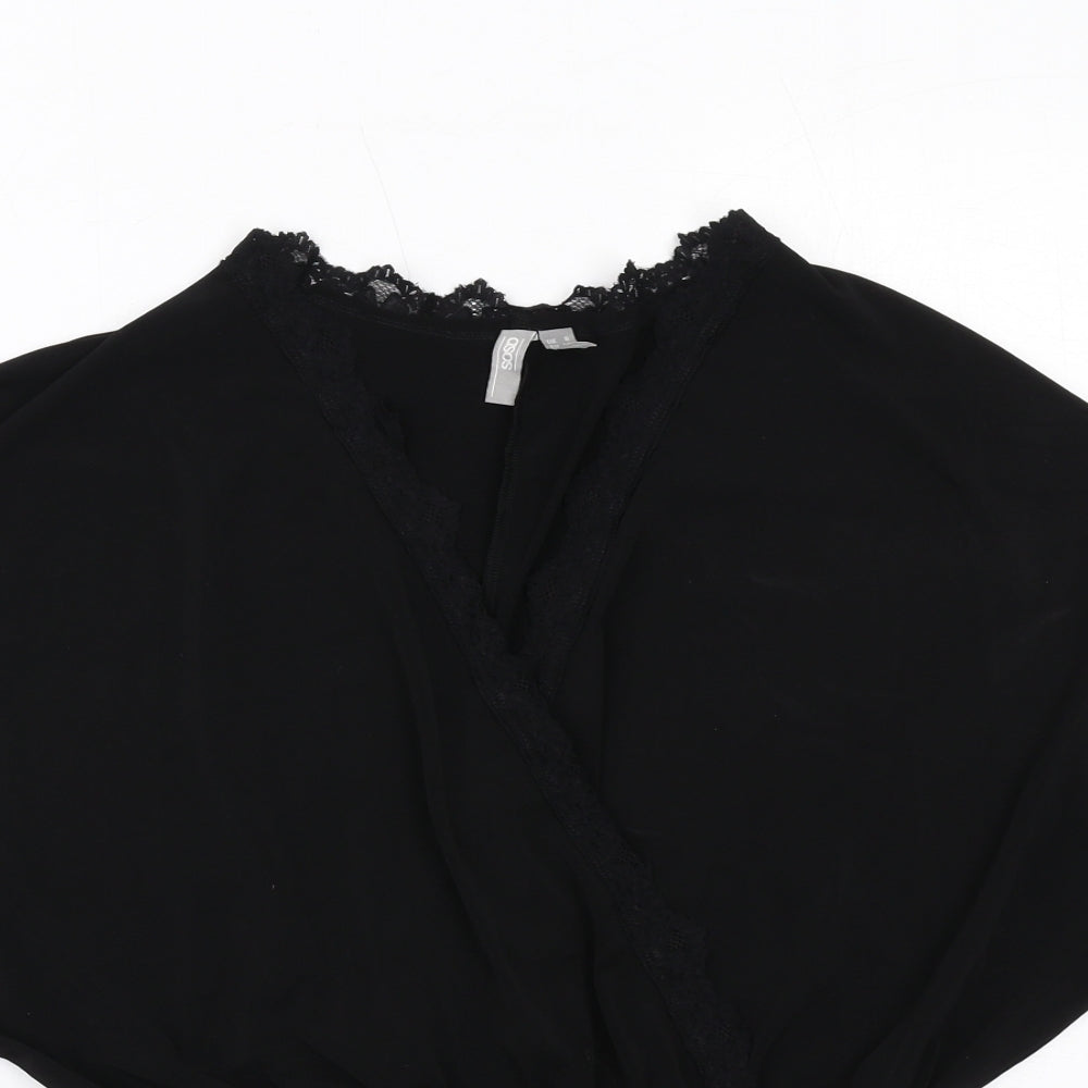 ASOS Womens Black Polyester Bodysuit One-Piece Size 8 Snap