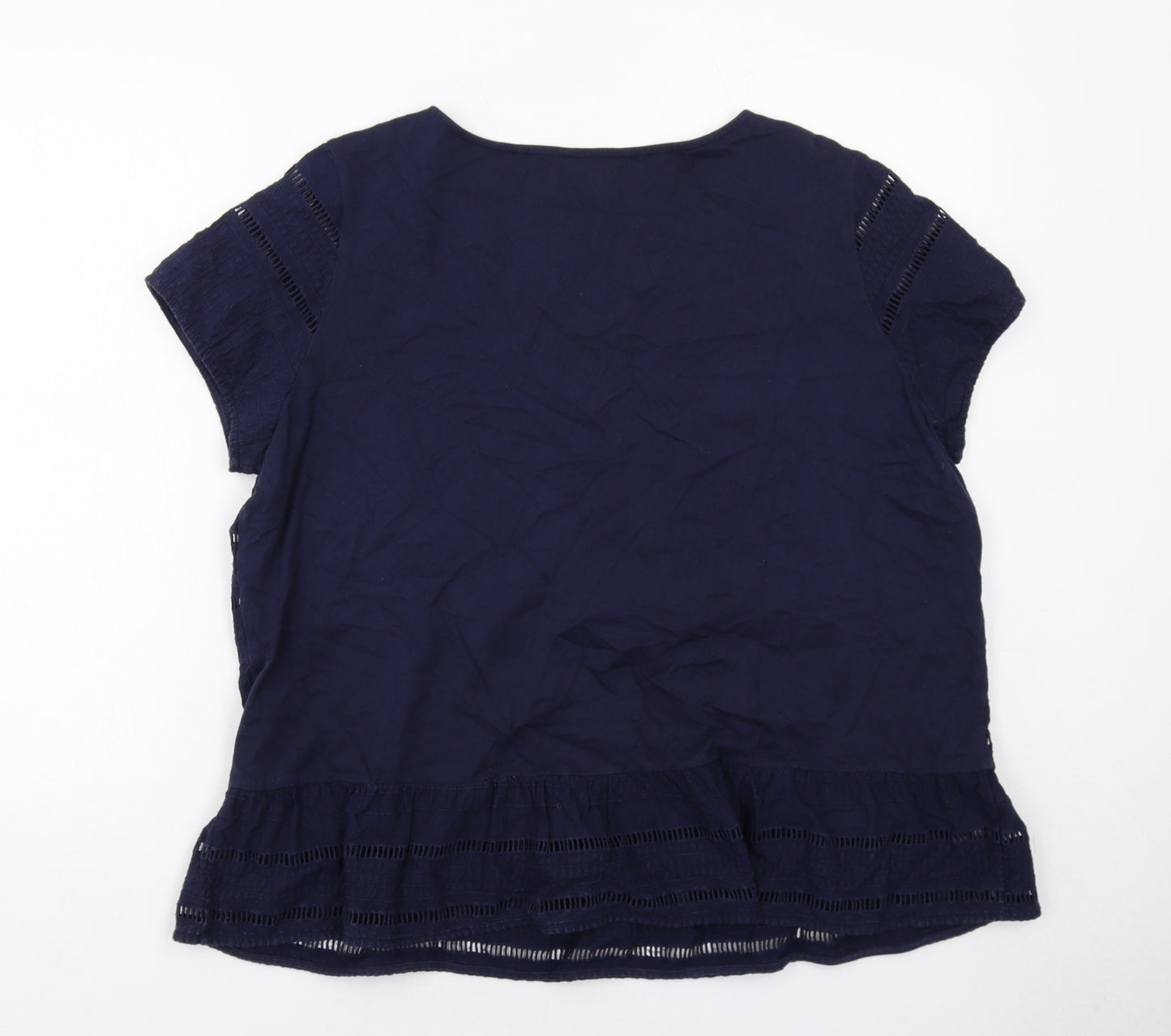 Joules Womens Blue Cotton Basic Blouse Size 18 Boat Neck