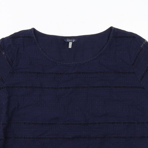 Joules Womens Blue Cotton Basic Blouse Size 18 Boat Neck