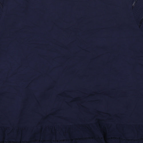 Joules Womens Blue Cotton Basic Blouse Size 18 Boat Neck