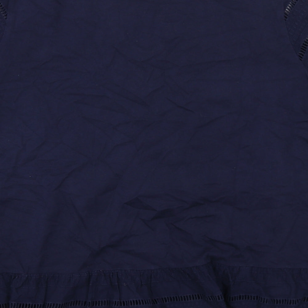Joules Womens Blue Cotton Basic Blouse Size 18 Boat Neck