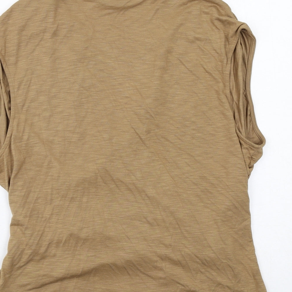 Marks and Spencer Womens Brown Modal Basic Blouse Size 20 V-Neck - Wrap Style
