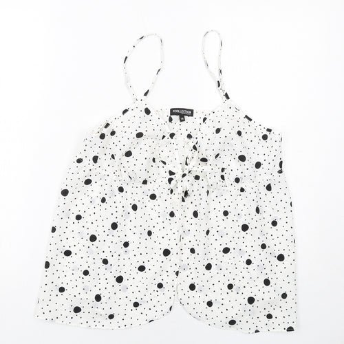Debenhams Womens White Polka Dot Polyester Camisole Tank Size 16 V-Neck - Tie Front