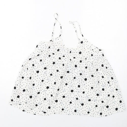 Debenhams Womens White Polka Dot Polyester Camisole Tank Size 16 V-Neck - Tie Front