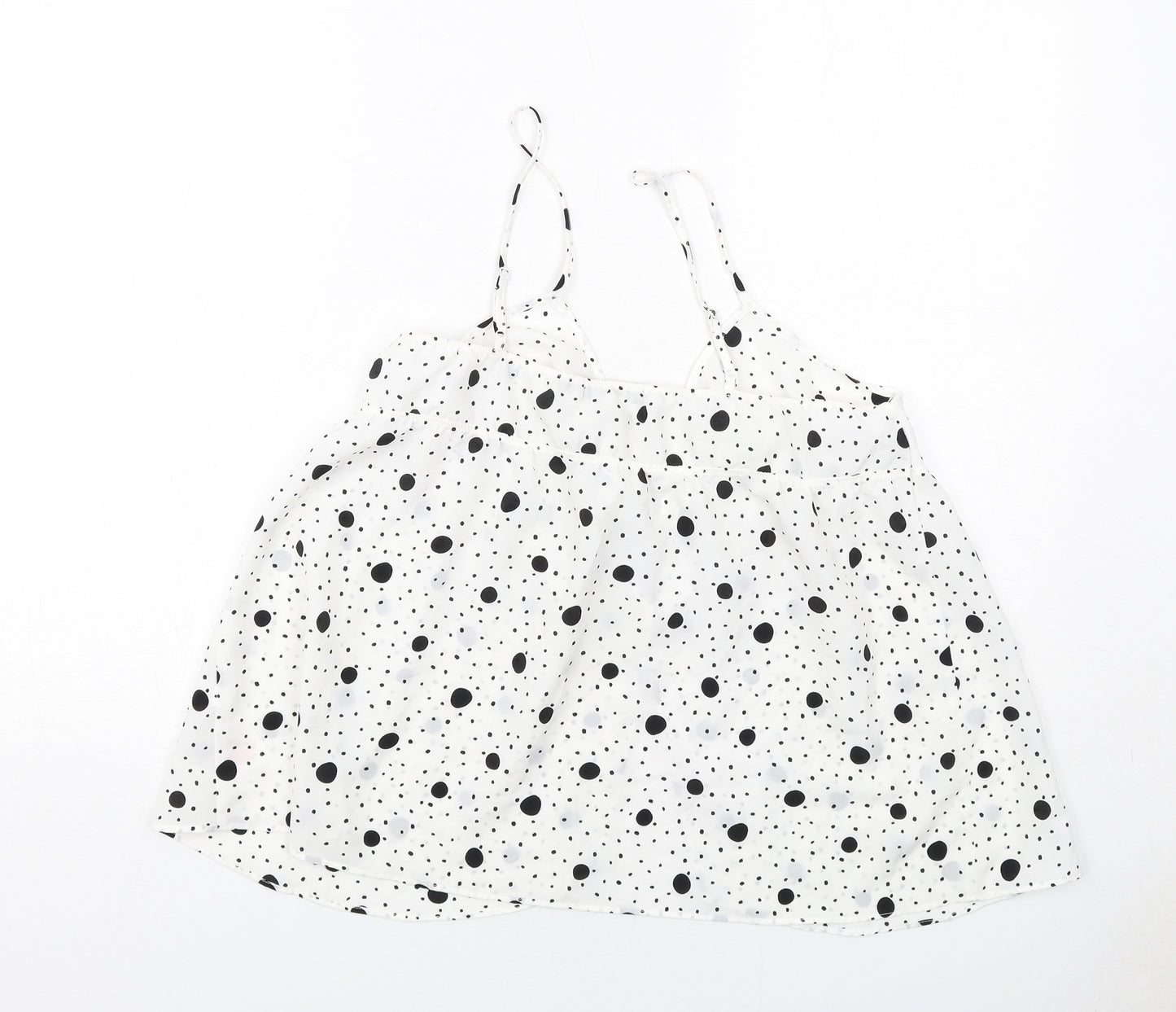 Debenhams Womens White Polka Dot Polyester Camisole Tank Size 16 V-Neck - Tie Front