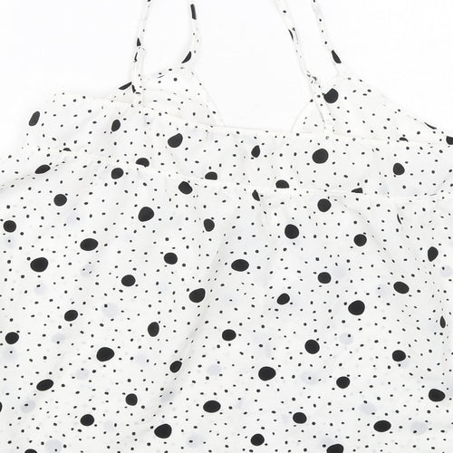 Debenhams Womens White Polka Dot Polyester Camisole Tank Size 16 V-Neck - Tie Front
