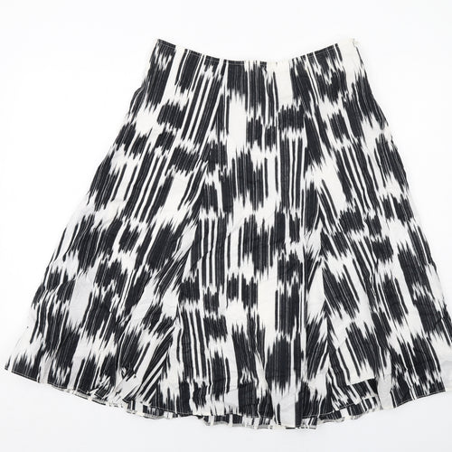 Marks and Spencer Womens Black Geometric Cotton Swing Skirt Size 12 Zip