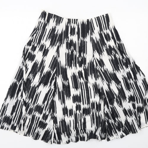 Marks and Spencer Womens Black Geometric Cotton Swing Skirt Size 12 Zip