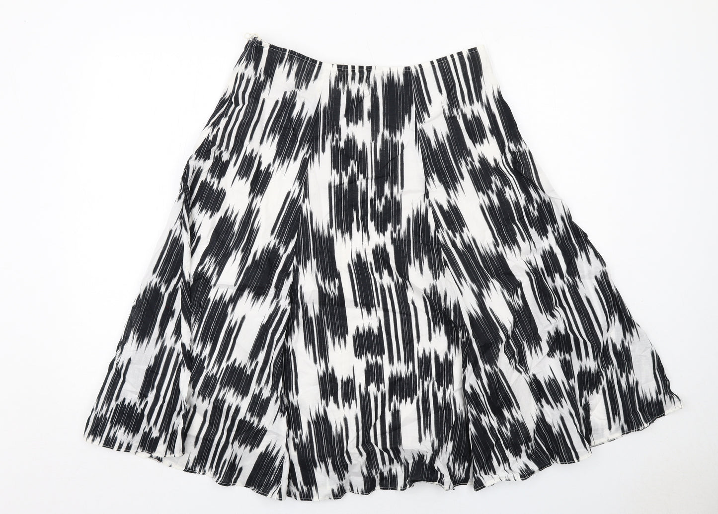 Marks and Spencer Womens Black Geometric Cotton Swing Skirt Size 12 Zip