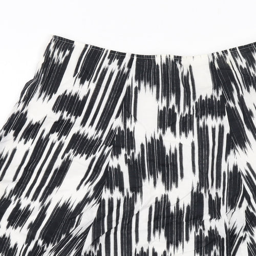 Marks and Spencer Womens Black Geometric Cotton Swing Skirt Size 12 Zip
