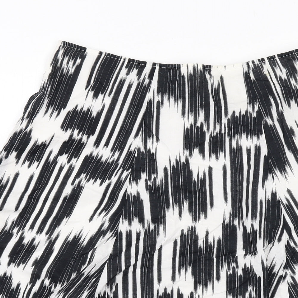 Marks and Spencer Womens Black Geometric Cotton Swing Skirt Size 12 Zip