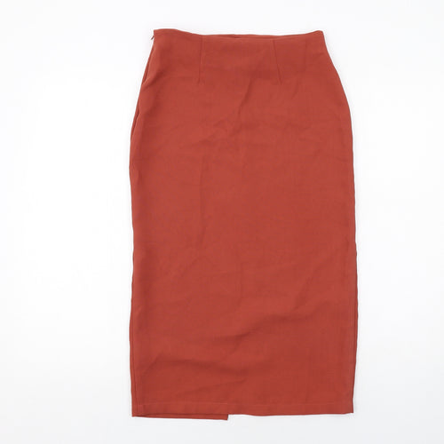 Topshop Womens Orange Polyester A-Line Skirt Size 6 Zip
