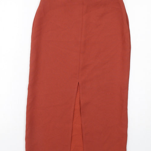Topshop Womens Orange Polyester A-Line Skirt Size 6 Zip