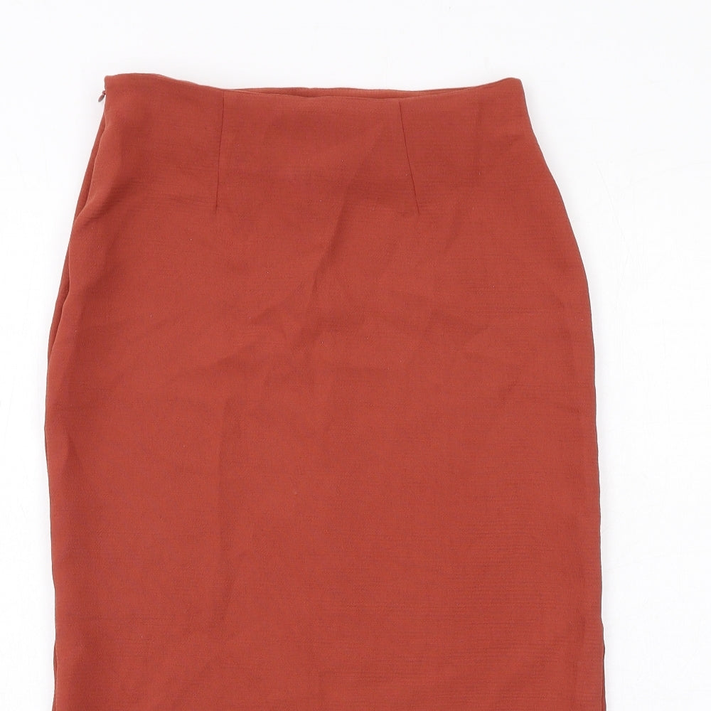 Topshop Womens Orange Polyester A-Line Skirt Size 6 Zip