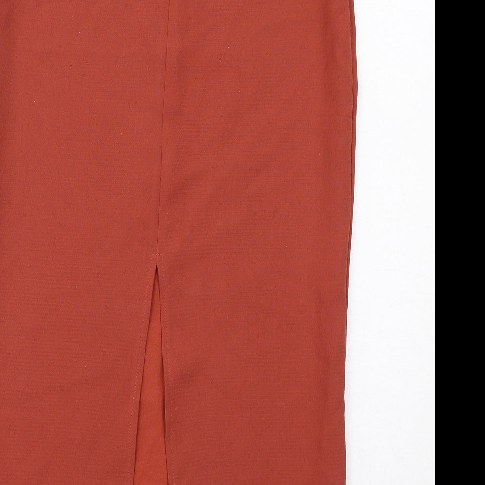 Topshop Womens Orange Polyester A-Line Skirt Size 6 Zip