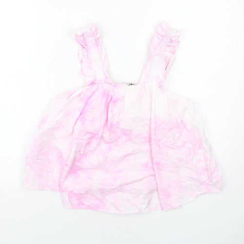 Zara Womens Pink Cotton Basic Tank Size XS Square Neck - Tie-dye