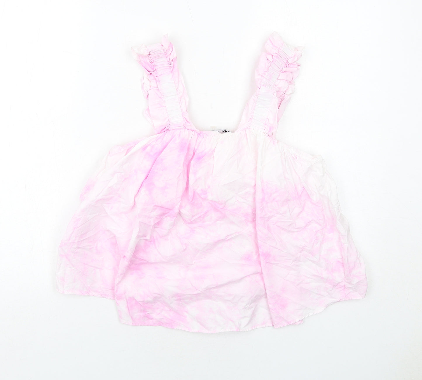 Zara Womens Pink Cotton Basic Tank Size XS Square Neck - Tie-dye