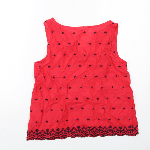 Gap Womens Red Geometric Cotton Basic Blouse Size S V-Neck