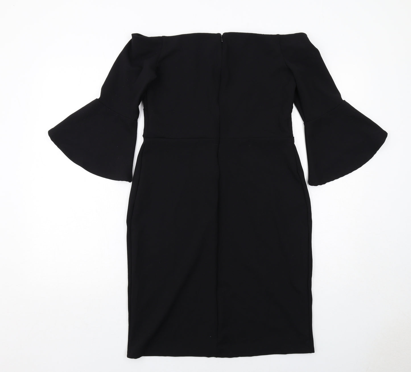 H&M Womens Black Polyester Shift Size M Off the Shoulder Zip