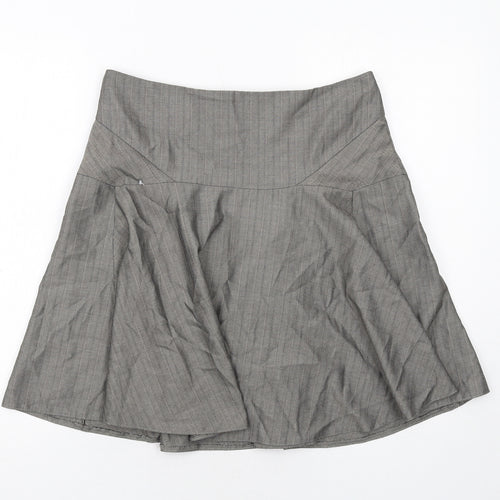 Warehouse Womens Grey Geometric Polyester Swing Skirt Size 12 Zip