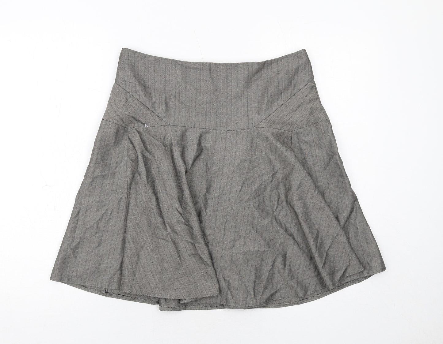 Warehouse Womens Grey Geometric Polyester Swing Skirt Size 12 Zip