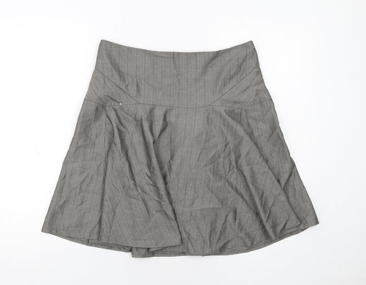 Warehouse Womens Grey Geometric Polyester Swing Skirt Size 12 Zip