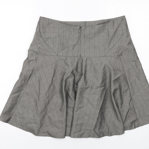 Warehouse Womens Grey Geometric Polyester Swing Skirt Size 12 Zip