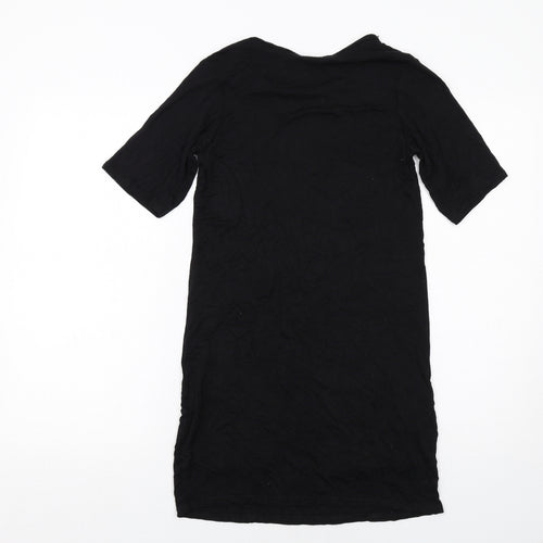 PRETTYLITTLETHING Womens Black Viscose A-Line Size 6 Round Neck Pullover