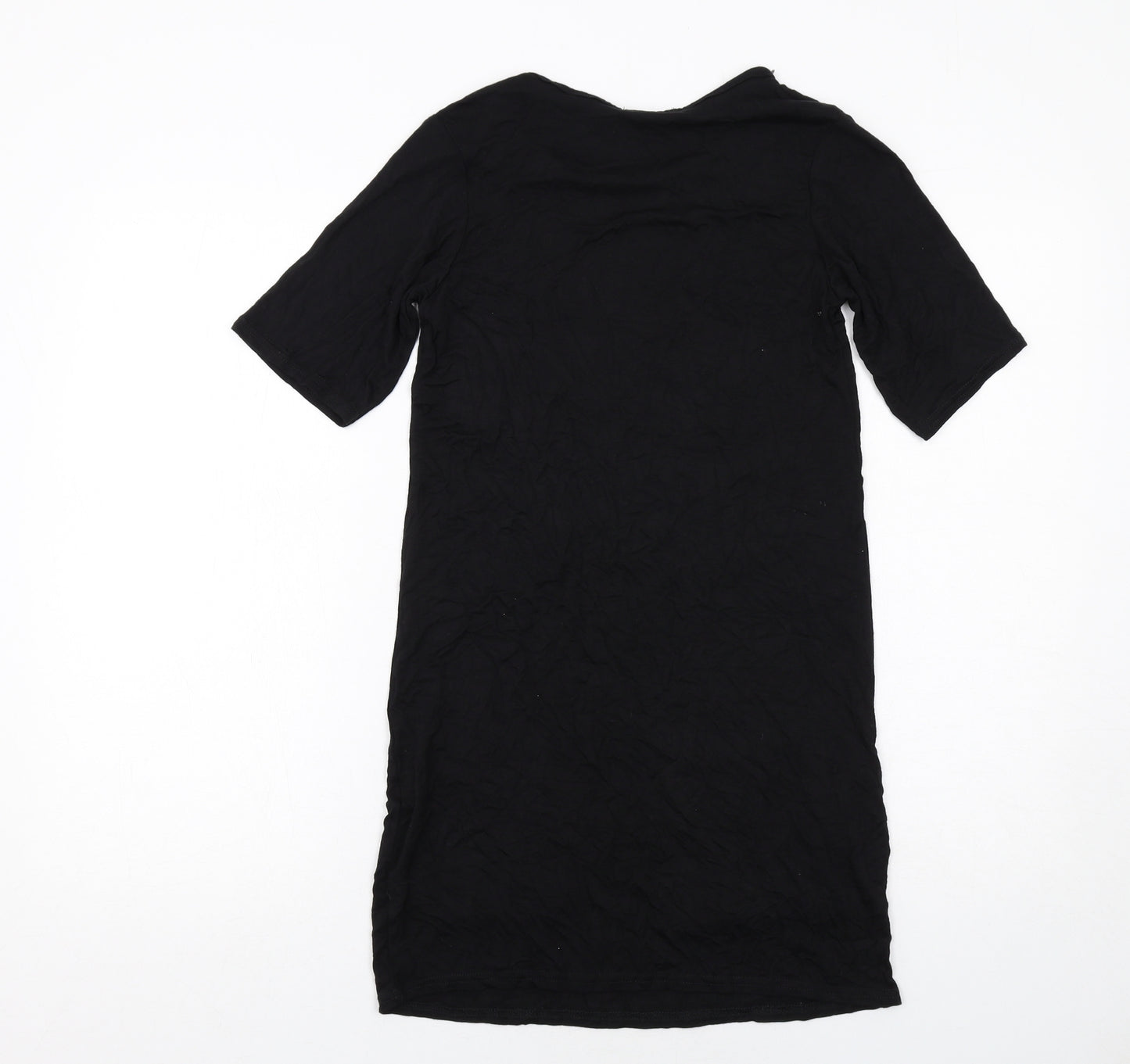 PRETTYLITTLETHING Womens Black Viscose A-Line Size 6 Round Neck Pullover