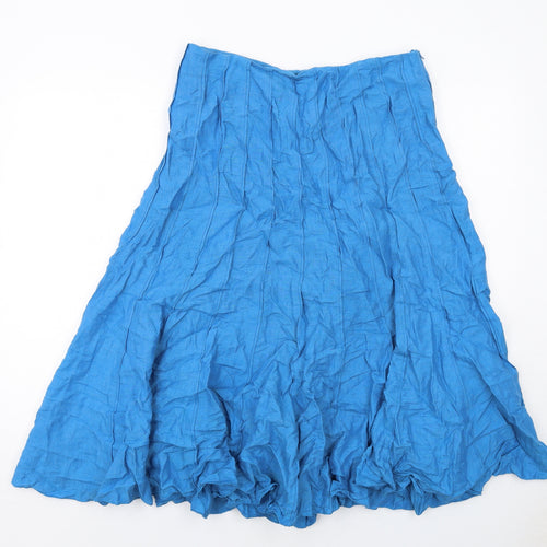 Per Una Womens Blue Linen Swing Skirt Size 12 Zip