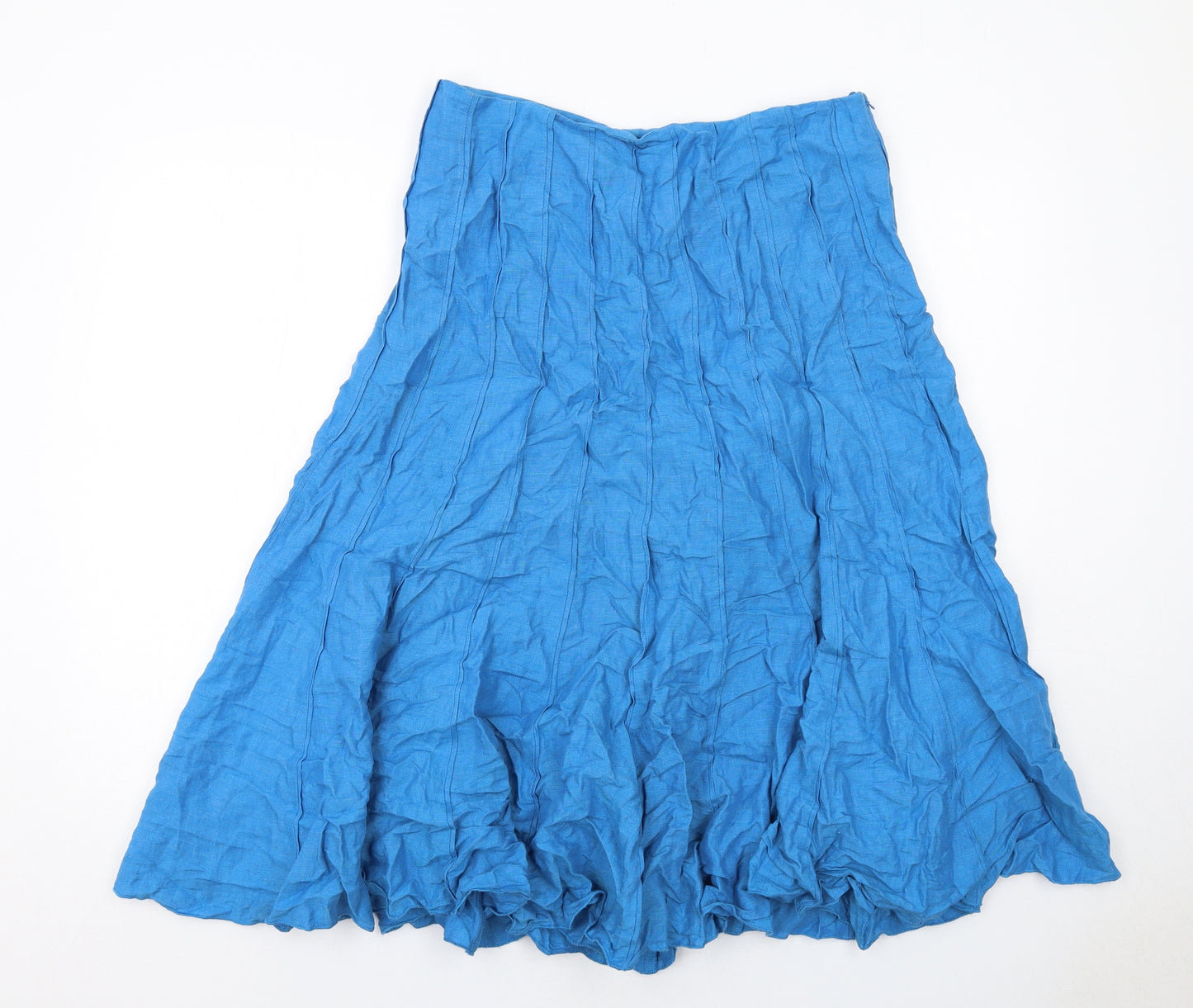 Per Una Womens Blue Linen Swing Skirt Size 12 Zip