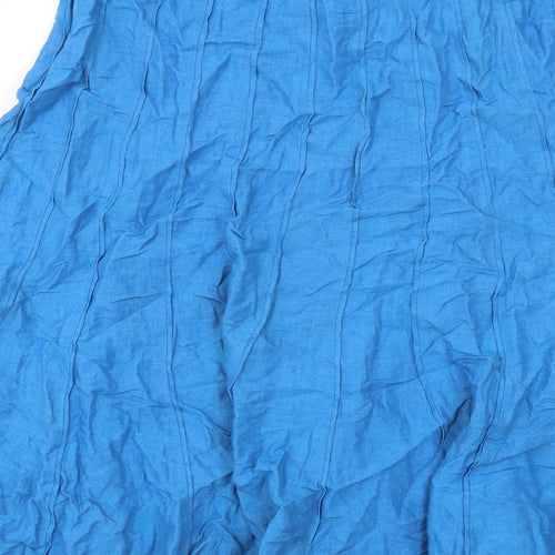 Per Una Womens Blue Linen Swing Skirt Size 12 Zip