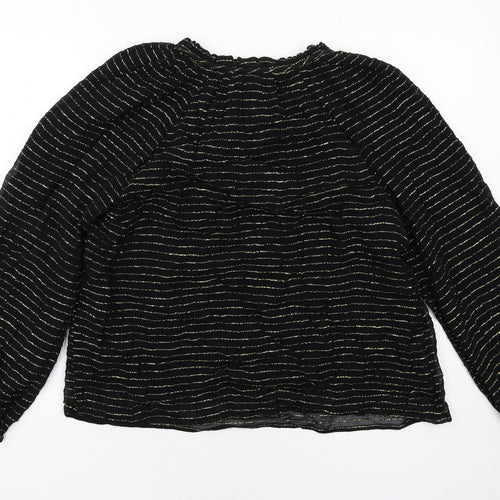 Per Una Womens Black Striped Viscose Basic Blouse Size 6 V-Neck