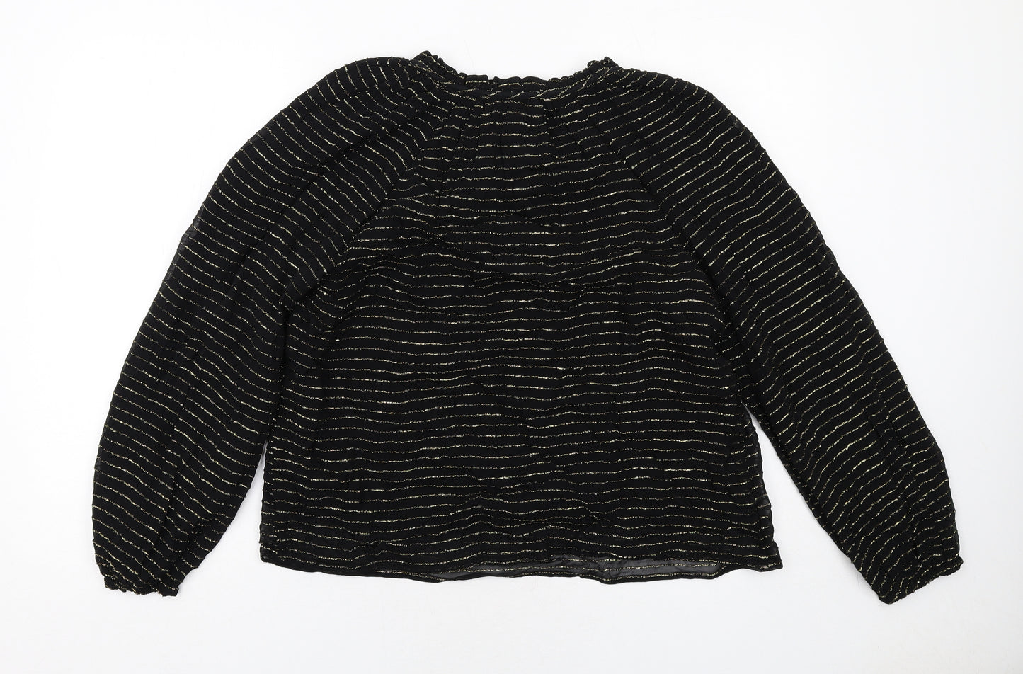 Per Una Womens Black Striped Viscose Basic Blouse Size 6 V-Neck