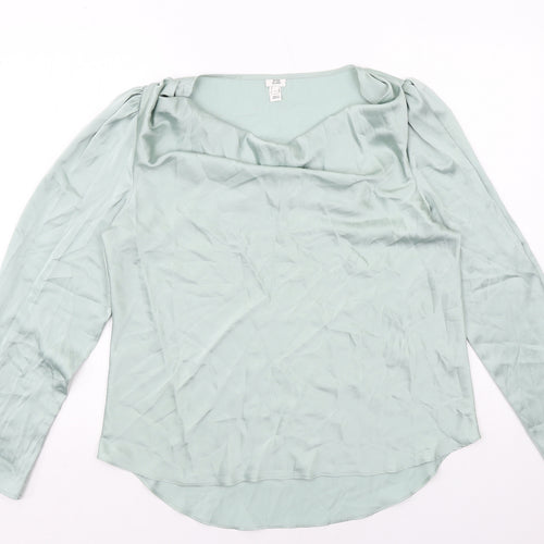 River Island Womens Green Polyester Basic Blouse Size 14 Round Neck
