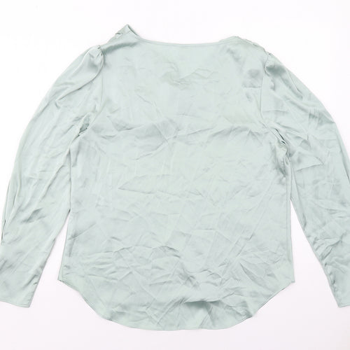 River Island Womens Green Polyester Basic Blouse Size 14 Round Neck