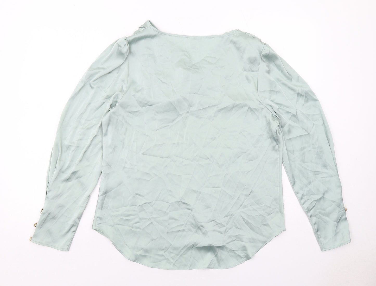 River Island Womens Green Polyester Basic Blouse Size 14 Round Neck