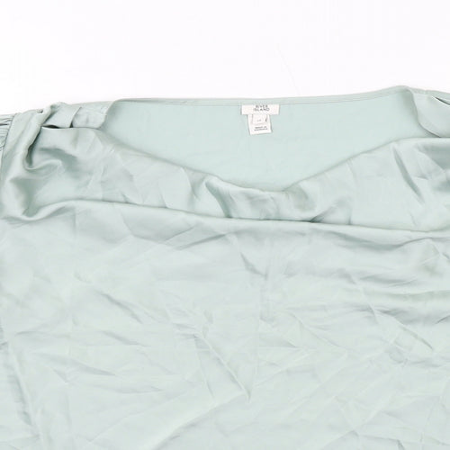 River Island Womens Green Polyester Basic Blouse Size 14 Round Neck