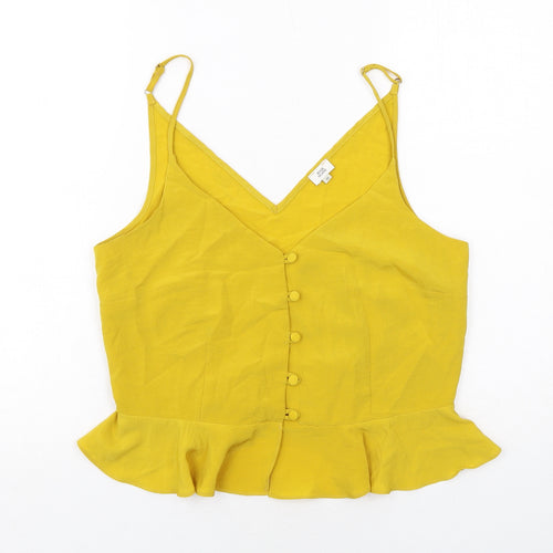 River Island Womens Yellow Polyester Cropped Tank Size 12 V-Neck