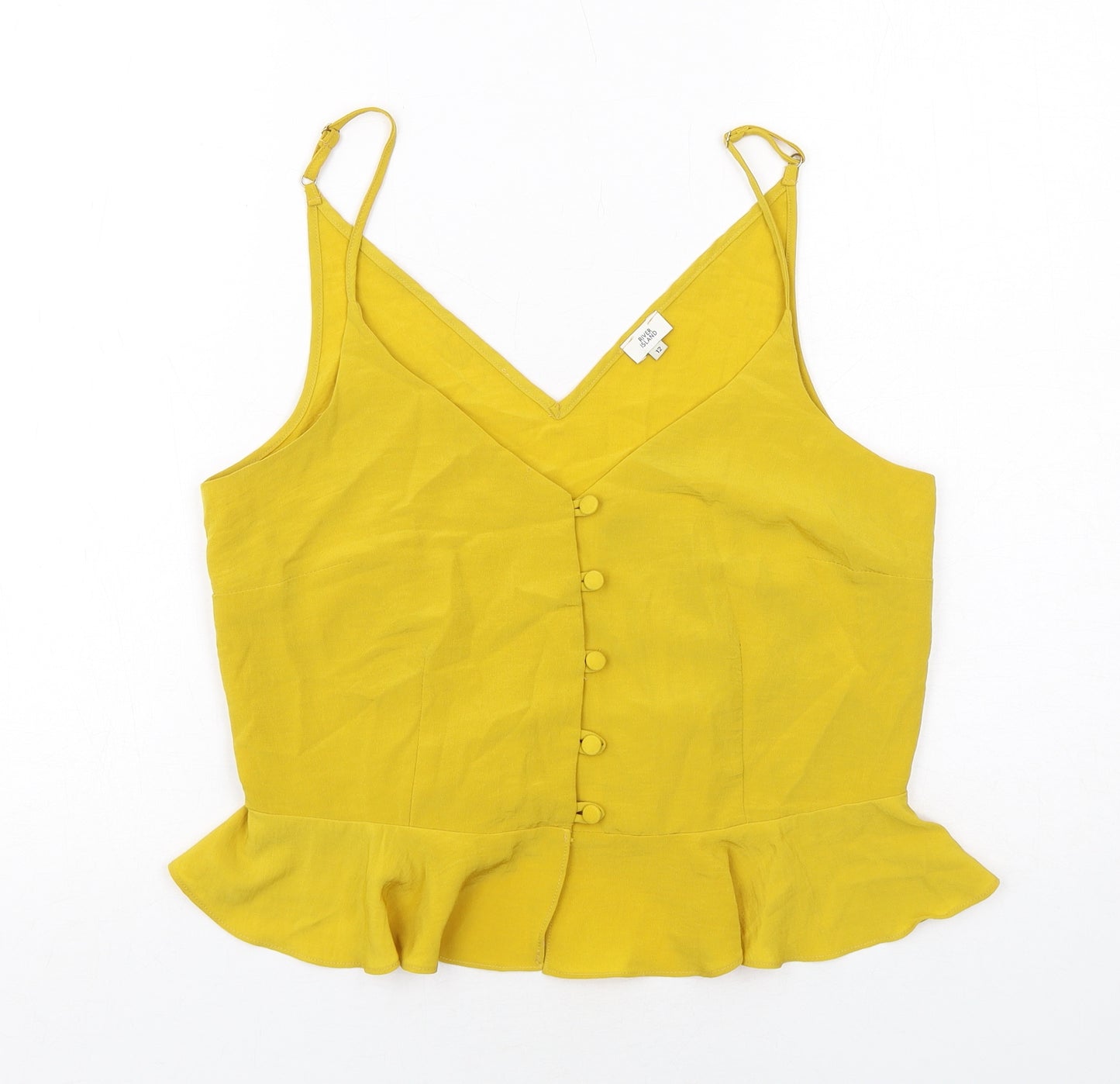 River Island Womens Yellow Polyester Cropped Tank Size 12 V-Neck