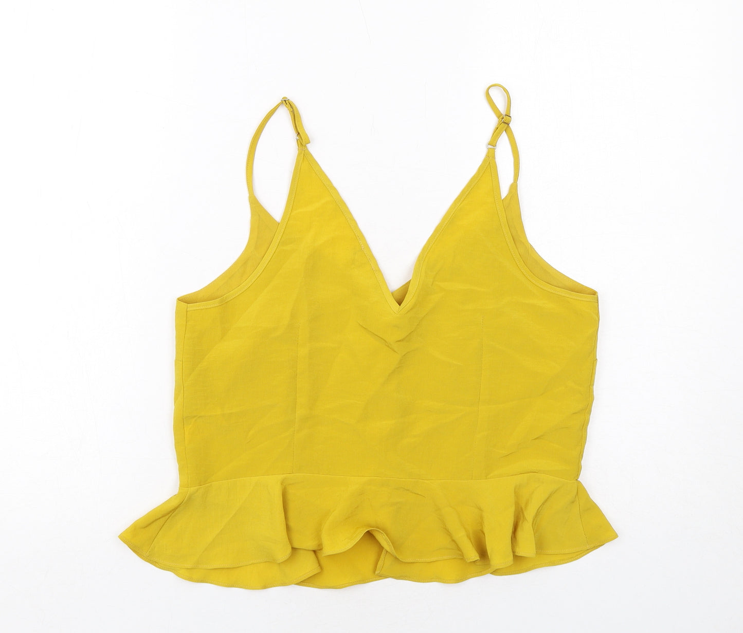 River Island Womens Yellow Polyester Cropped Tank Size 12 V-Neck