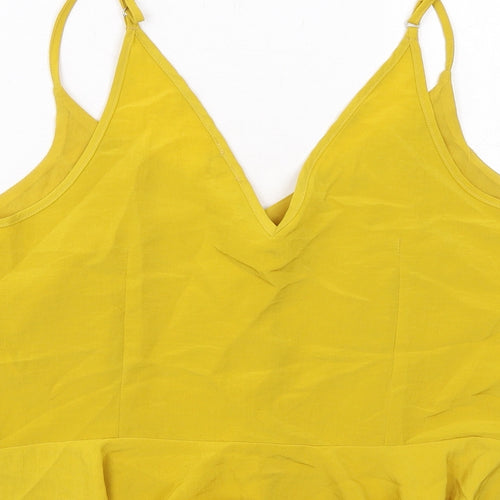 River Island Womens Yellow Polyester Cropped Tank Size 12 V-Neck